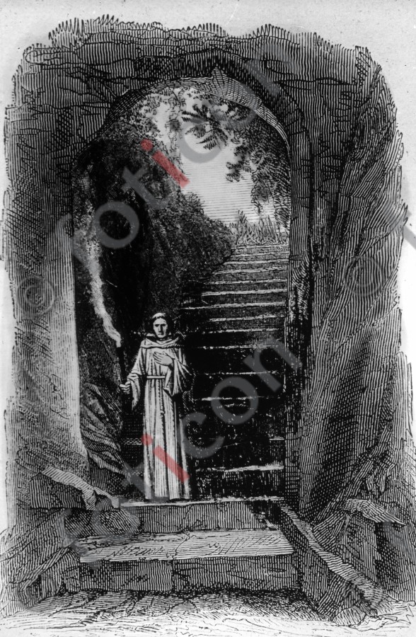 Treppe der Calixtus-Katakombe | Stairway of Callistus catacomb - Foto simon-107-009-sw.jpg | foticon.de - Bilddatenbank für Motive aus Geschichte und Kultur